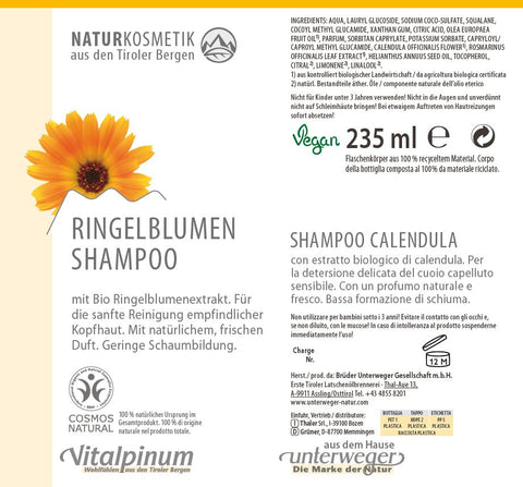 Ringelblumen Shampoo mit Calendula – für empfindliche & gereizte Kopfhaut | Unterweger