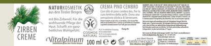 Crema corpo alla resina di cirmolo Unterweger – Cosmesi naturale con olio biologico di cirmolo per una cura della pelle delicata e nutriente