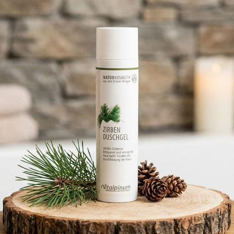 Gel doccia alla resina di cirmolo con olio biologico di cirmolo – cura del corpo rinfrescante e rivitalizzante | Unterweger 250 ml