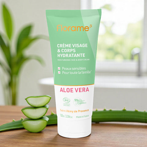 Florame Organic Aloe Vera Face & Body Moisturizing Cream – Sensitive Skin – 100 ml