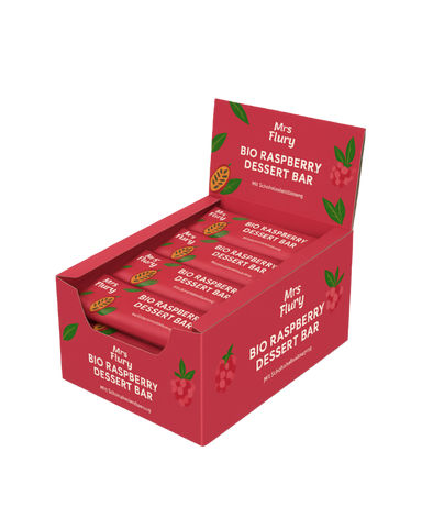 Barre de dessert bio à la framboise 50 g, boîte de 12 pièces, fruitée, chocolatée, naturellement bonne⚠️Produit expédié sans réfrigération⚠️