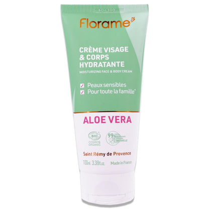 Florame Organic Aloe Vera Face & Body Moisturizing Cream – Sensitive Skin – 100 ml