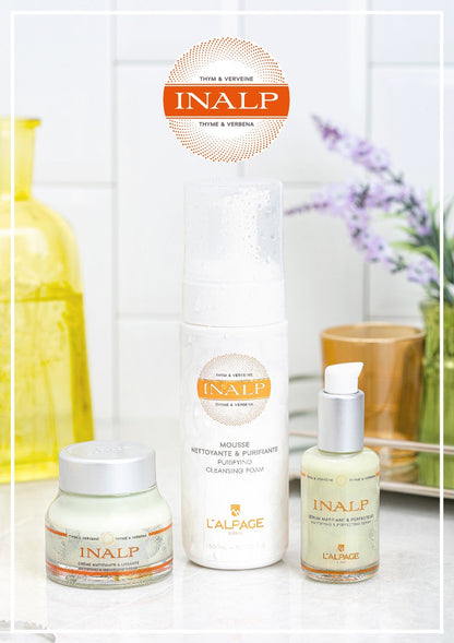 Ensemble ou Coffret Cadeau Crème Matifiante et Lissante + Sérum Matifiant et Lissant + Mousse Nettoyante INALP