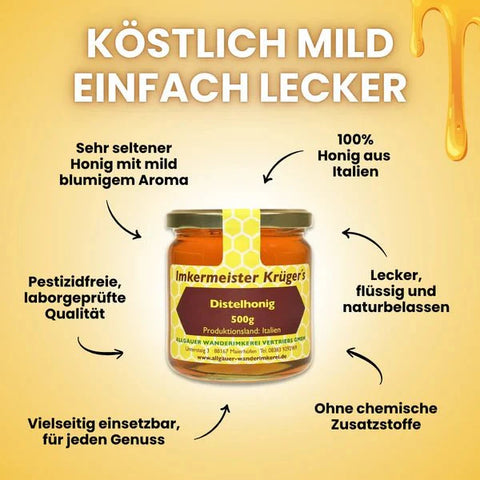 Imker Krüger's Distelhonig - 500g - Reiner, Natürlicher Nektar 🍯🐝