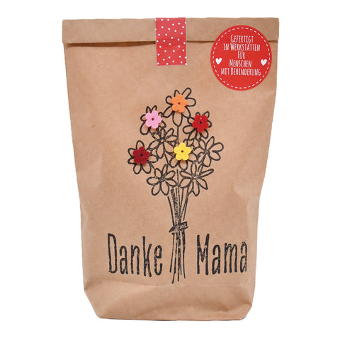 Danke Mama Geschenk: Wundertüte mit Filzblüten Strauß