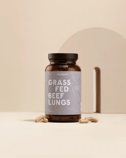 Poumons de bœuf nourri à l'herbe biologiques séchés en capsules