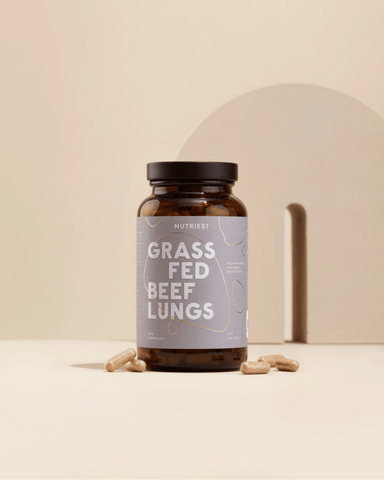 Poumons de bœuf nourri à l'herbe biologiques séchés en capsules