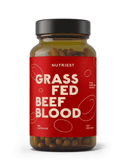 Sang de bœuf bio nourri à l'herbe séché en capsules