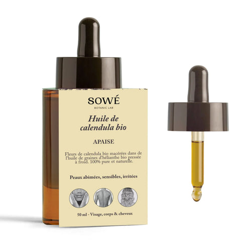 Huile de calendula BIO pressée à froid - Pour le corps et les cheveux