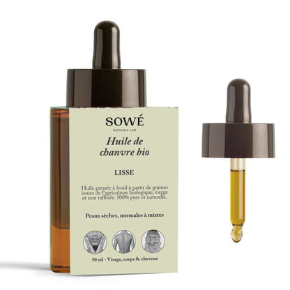 Huile de chanvre BIO pressée à froid - Pour le corps et les cheveux