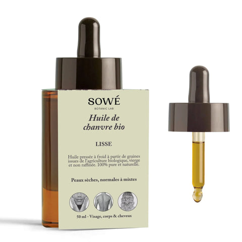 Huile de chanvre BIO pressée à froid - Pour le corps et les cheveux