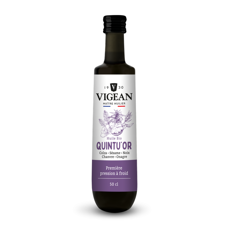 Huile QuintuOr (colza-sésame-noix-chanvre-onagre)