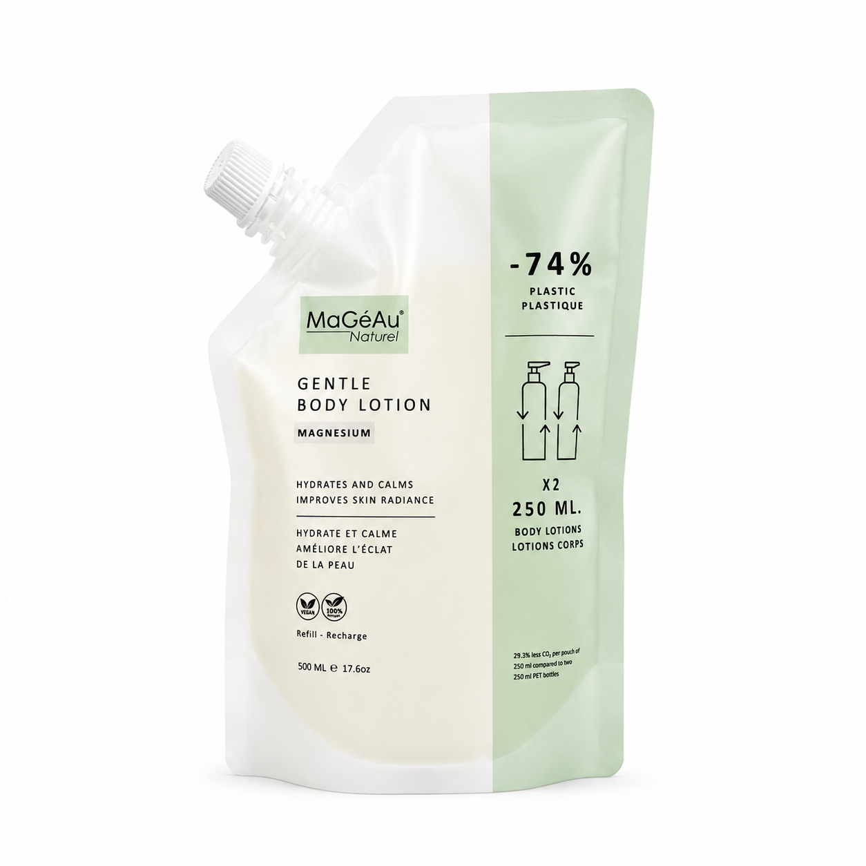 MaGeAu Gentle Body Lotion refill packaging on a white background