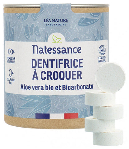 Natessance Toothpaste to Crunch Organic Aloe Vera and Bicarbonate 80 Tablets