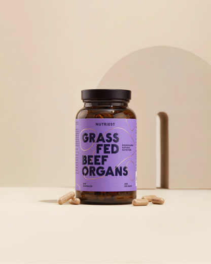 Organes de bœuf bio nourri à l'herbe séchés en capsules