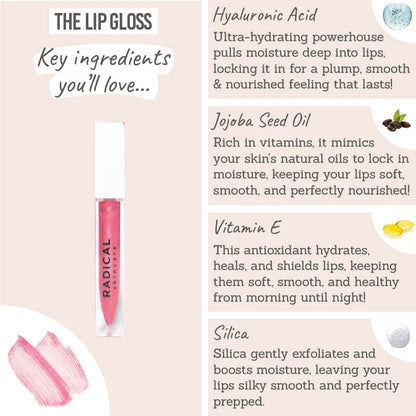Radical Skincare Lip Recovery Mask & Hyaluronic Rose Lip Gloss Duo – 2 Pieces