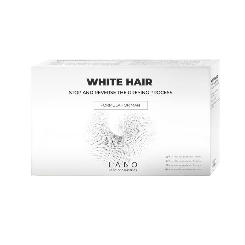 Labo Suisse white hair stop and reverse the greying process for 10% first grey hair 20 / 60 ampoules for men - Beauty & the Lion