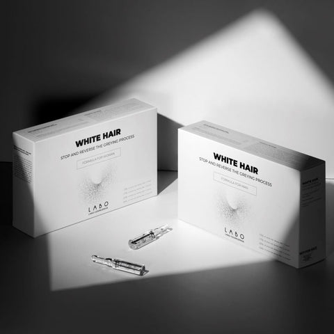 Labo Suisse white hair stop and reverse the greying process for 60 % grey hair 20 / 60 ampoules for women - Beauty & the Lion